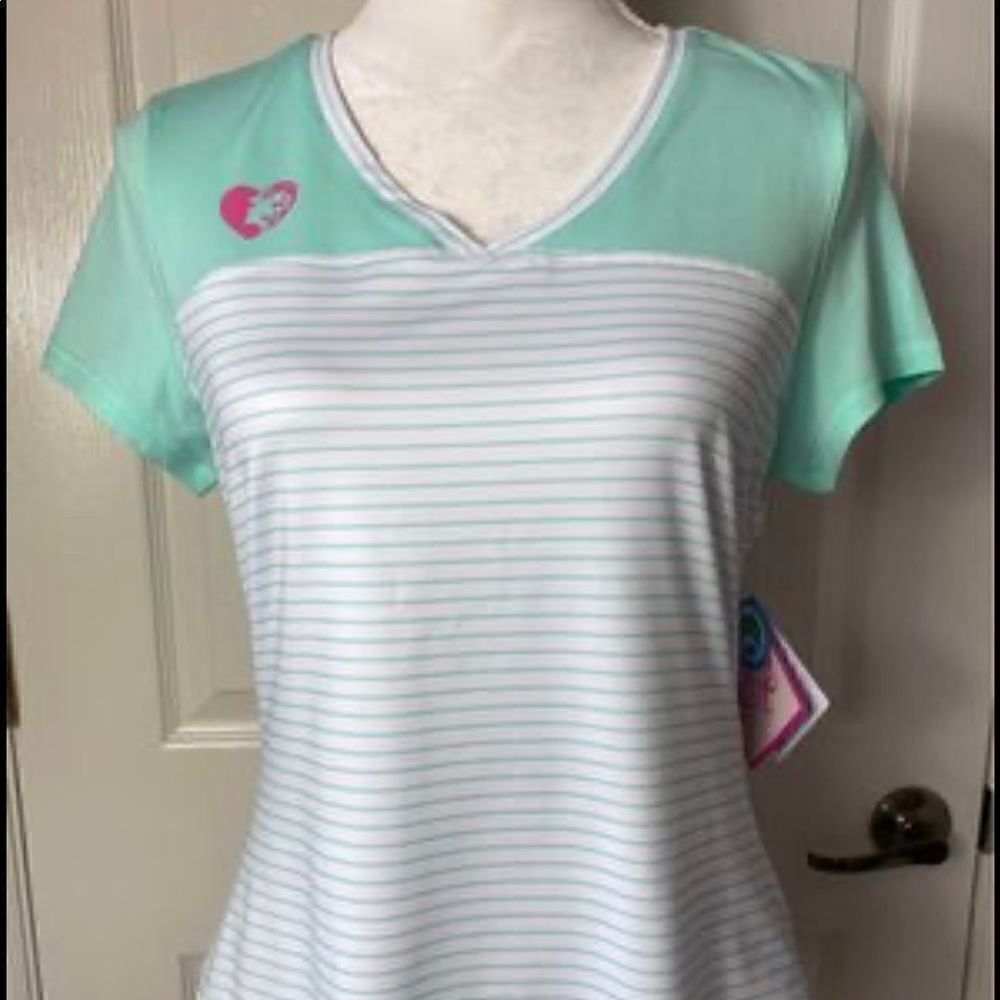 NWT CHUBBY MERMAID JUNIOR STRIPED GREEN/WHITE TOP
